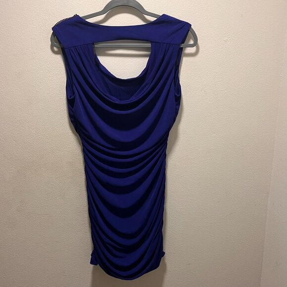 BCX Women’s Ruffled Dress With Studded Shoulders Size Large Blue - Picture 2 of 7